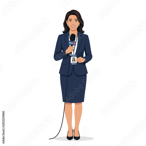 Reporter with Microphone and Badge