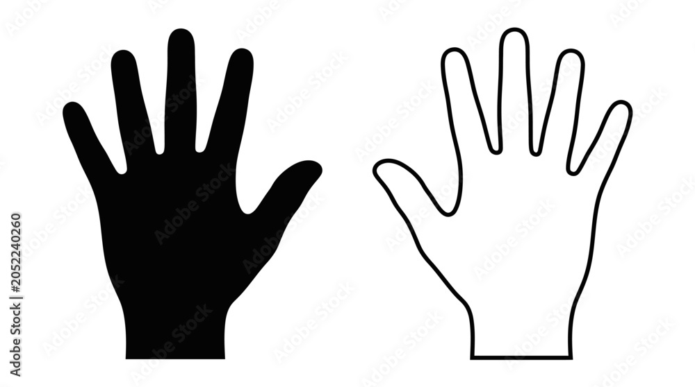 Obraz premium Hand silhouettes and line drawing on a white background