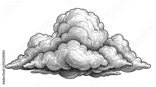 Foto Vintage Cumulus Cloud Illustration - Hand Drawn Sketch Style