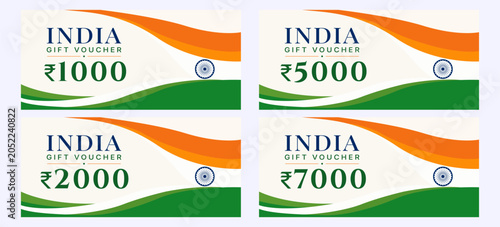 Fotografie India gift voucher set with rupee denominations