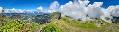 Panel kuchenny z motywem Panoramic alpine ridge of Mont Joly near Les Contamines-Montjoie, France