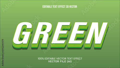'' GREEN '' TEXT EFFECT 3D VECTOR FOR ALL YOUR NEEDS