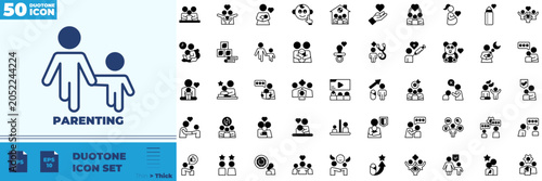 Cuadro en lienzo Parenting Duotone Editable Icons set