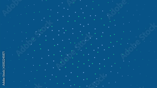 Bild auf Leinwand Blue gradient background with scattered dots in green and purple hues creating d