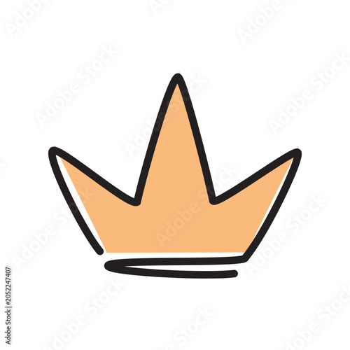 Hand drawn crown icon isolated flat style design.