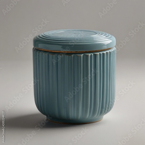 Minimalist Blue Ceramic Storage Jar