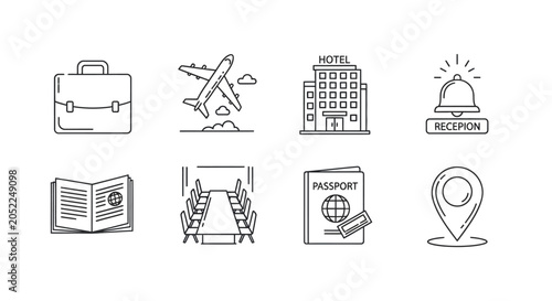 Foto Travel icons for planning and navigation.