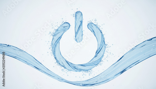 Water power symbol blue liquid ring clean background abstract splash energy icon fluid wave white background isolated design flow shape refresh concept