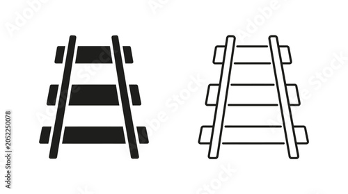 Foto Ladder Silhouette On White Background Two Versions Shown