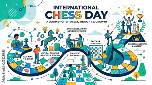 International Chess Day celebrating strategic planning and critical thinking through a journey of growth