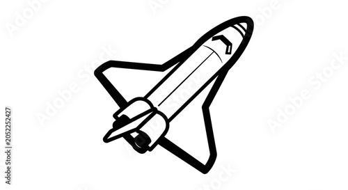 Fotografie Black and white illustration of a space shuttle in flight
