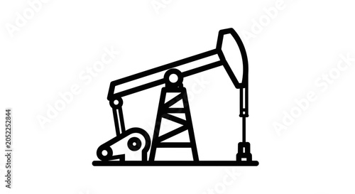Bild auf Leinwand A black line drawing of an oil pump jack