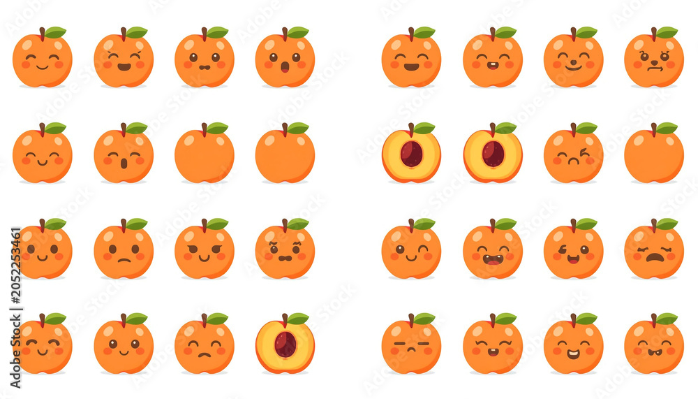Fototapeta premium Halloween Pumpkins with Various Facial Expressions