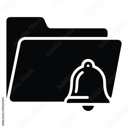 Fotografie Notification folder icon with bell symbol on white background icon