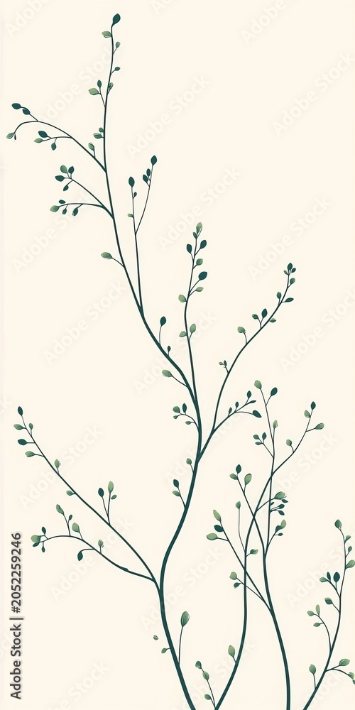 Obraz premium Botanical Elegance and Smooth Lines A Seamless Repeating Tile of Minimalist Soft Green Branches