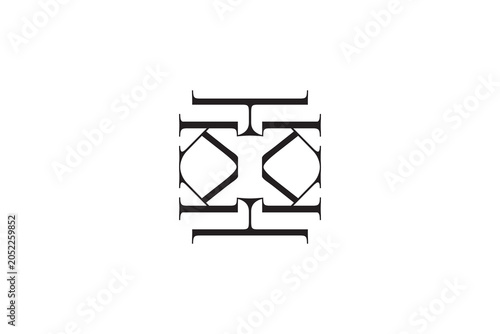Symmetric Letters KK HH Monogram Logo; Geometric Square Initials Vector Crest Brand Identity