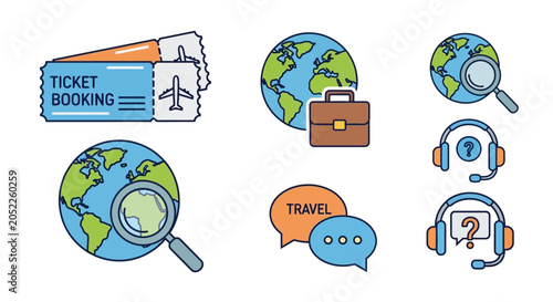 Fotografie Travel Planning Icons and Symbols.