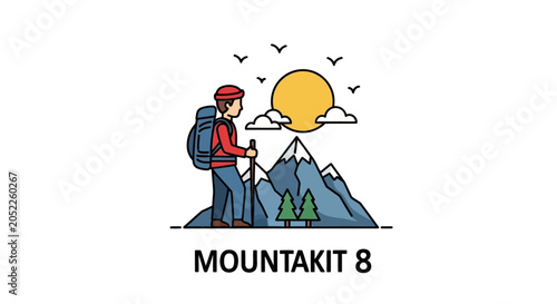 Konstfotografi Man wearing backpack standing on mountain.