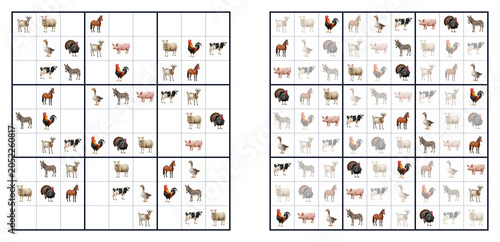 Farm animals sudoku puzzle game