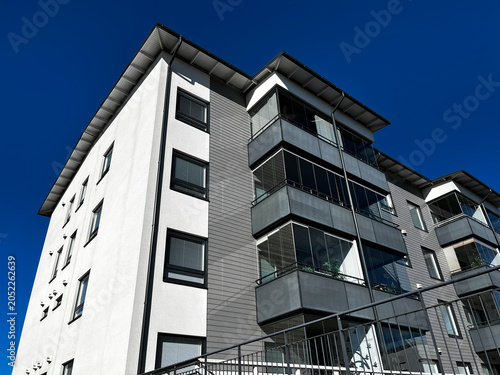 Fragment of Modern Architecture of New Building in Porvoo (Borgå) Finland. 