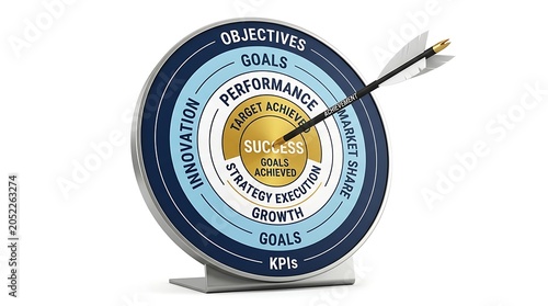 Arrow Hitting Bullseye on Target Board, Achievement and Success Concept