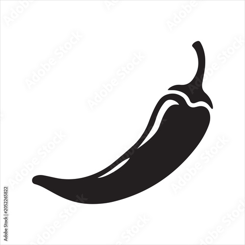 Картината върху платно Silhouette chili pepper simple minimalist black isolated vector illustration