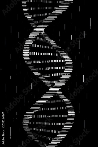 Abstract Spiral DNA Barcode Stream Graphic Design With Varying Line Widths Minimalist Monochrome Art Illustration