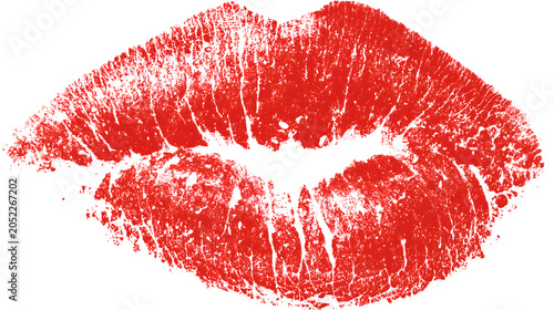 Lipstick kiss with lips print. Vector kiss mark imprint isolated on a white background