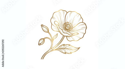 gold flower line art