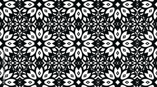 Cuadro en lienzo Intricate black and white floral tessellation pattern for graphic backgrounds