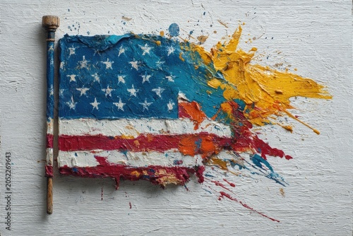 Abstract American flag painting for Fourth of July celebration