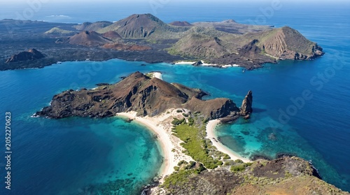 Stunning Aerial View of Bartolome Island Galapagos Archipelago.