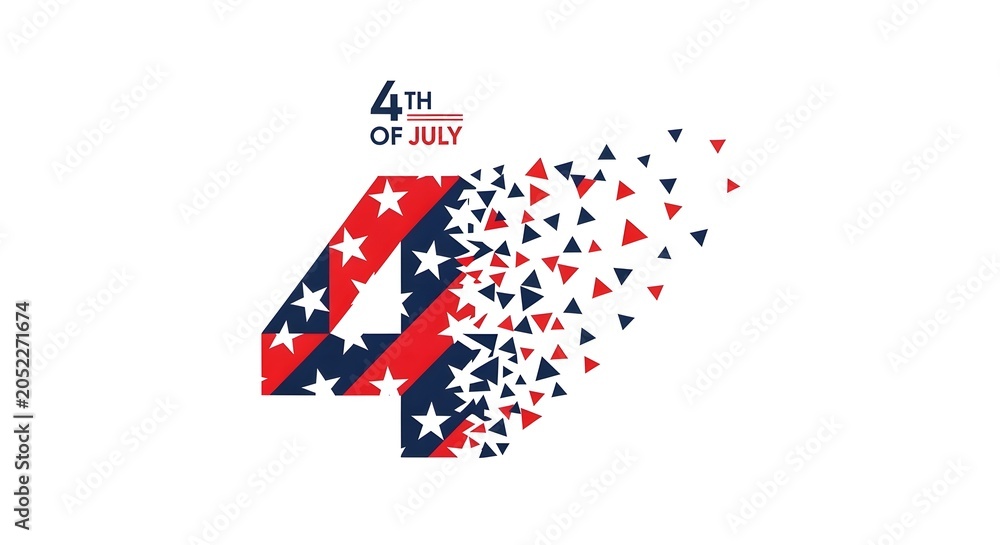 Obraz premium Number four with american flag design patriotic vector illustration on white background