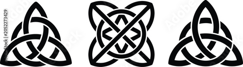 Foto Celtic trinity, knot vector set, isolated traditional knot designs for cultural heritage decorative and symbolic artwork