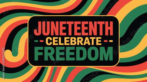 Bild auf Leinwand juneteenth celebrate freedom retro poster with colorful abstract waves african a