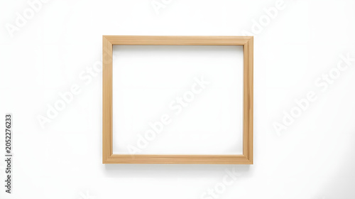 Empty Wooden Picture Frame on White Background