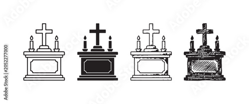 Принти на полотні Set of four Christian altar icons, displaying a cross and candles in different s