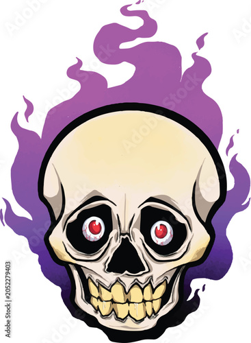 Flaming skull mascot character illustration vector design
