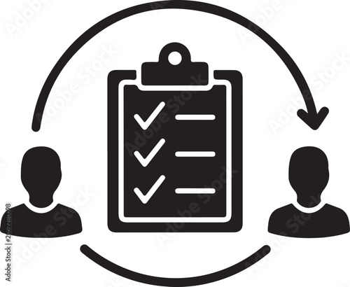 clipboard with checklist and human silhouettes black vector silhouette high quality professional detailed