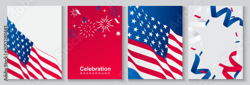 Bild auf Leinwand Happy Fourth of July Independence day USA Background,  250th anniversary banner, America 250 years Independence or , veterans, labor, memorial and other events, Vector illustration