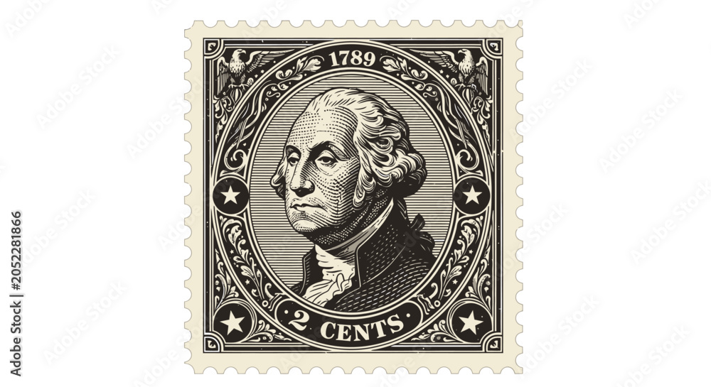 Obraz premium Thomas Jefferson US postage stamp portrait.