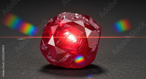 Large red diamond, gemstone, precious stone, faceted cut