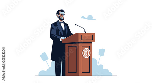 Tableau sur toile Man in suit giving a speech.