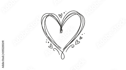 Foto Hand drawn heart sketch with thin line doodle elements