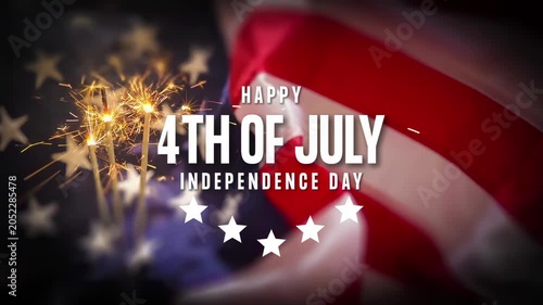 Celebrating Independence Day with Fireworks and American Flags on 4th of July