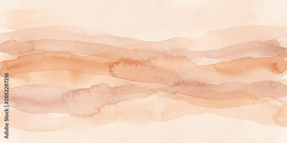 Fototapeta premium Soft watercolor strokes in warm earthy tones create an abstract background, evoking a sense of calm and serenity with its gentle, flowing curves and blended hues.