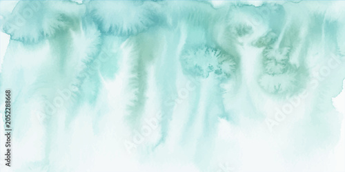 Obraz na płótnie Aqua and teal watercolor wash with soft, ethereal drizzles creating a tranquil and organic abstract texture