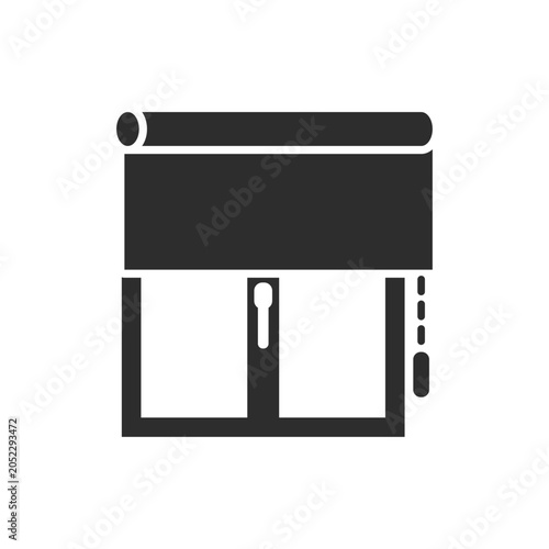 Blinds icon. Roll-up blind. Monochrome black and white symbol