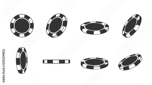 Tableau sur toile Black and white casino chip set in multiple perspective views