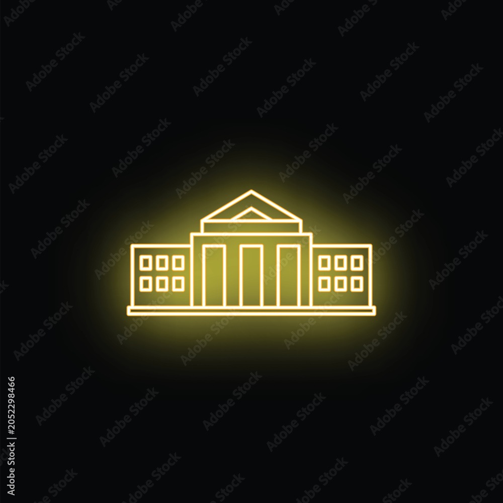 Naklejka premium Outline icon representing a courthouse, university, or public building with a glow effect